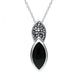 Sterling Silver Whitby Jet Marcasite Double Marquise Necklace P1306