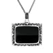 Sterling Silver Whitby Jet Marcasite Large Framed Necklace P1319