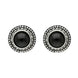 Sterling Silver Whitby Jet Marcasite Large Round Framed Stud Earrings E1698