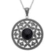 Sterling Silver Whitby Jet Marcasite Open Circle Necklace, P2142.