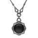Sterling Silver Whitby Jet Marcasite Ornate Framed Necklace, N993.
