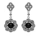 Sterling Silver Whitby Jet and Marcasite Overlap Ribbon Drop Earrings. E1786