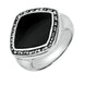Sterling Silver Whitby Jet Marcasite Rhombus Framed Ring. R431.