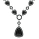 Sterling Silver Whitby Jet Marcasite Triangular Thirteen Stone Necklace, N995.