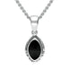 Sterling Silver Whitby Jet Marquise Bead Edge Necklace. P160