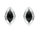 Sterling Silver Whitby Jet Marquise Beaded Edge Stud Earrings E1615