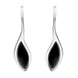 Sterling Silver Whitby Jet Marquise Overlap Hook Earrings E2313