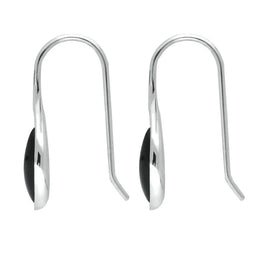 Sterling Silver Whitby Jet Marquise Overlap Hook Earrings E2313