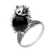 Sterling Silver Whitby Jet Medium Hedgehog Ring R1163