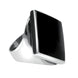 Sterling Silver Whitby Jet Medium Rhombus Ring. R607.