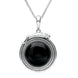 Sterling Silver Whitby Jet Medium Round Snake Edge Necklace P3310