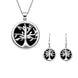 Sterling Silver Whitby Jet Medium Round Tree of Life Two Piece Set S065