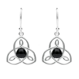 Sterling Silver Whitby Jet Open Celtic Cross Two Piece Set. S037