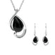 Sterling Silver Whitby Jet Open Fancy Pear Two Piece Set. S035