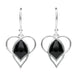 Sterling Silver Whitby Jet Open Heart Twist Hook Earrings E2314