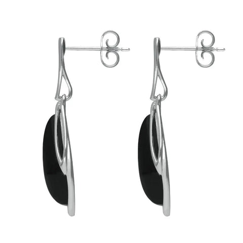 Sterling Silver Whitby Jet Open Marquise Drop Earrings E2437