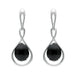 Sterling Silver Whitby Jet Open Pear Twist Drop Earrings E2440