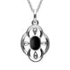 Sterling Silver Whitby Jet Open Petal Flower Neckace P2091