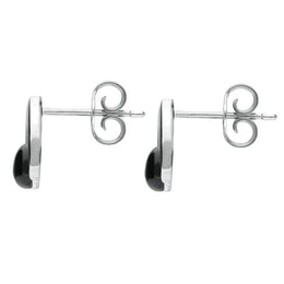 Sterling Silver Whitby Jet Round Open Triangle Stud Earrings E2323