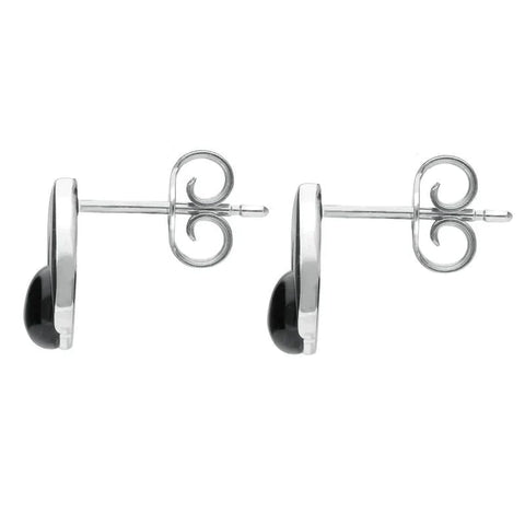 Sterling Silver Whitby Jet Round Open Triangle Stud Earrings E2323