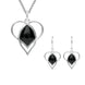 Sterling Silver Whitby Jet Open Twist Heart Two Piece Set. S036