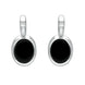 Sterling Silver Whitby Jet Oval Drop Earrings. e2036.