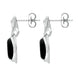 Sterling Silver Whitby Jet Oval Drop Earrings. e2036.