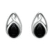 Sterling Silver Whitby Jet Pear Shaped Celtic Stud Earrings. E973.