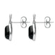 Sterling Silver Whitby Jet Pear Shaped Celtic Stud Earrings. E973.