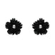 Sterling Silver Whitby Jet Tiny Petal Stud Earrings. E1329.