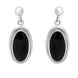 Sterling Silver Whitby Jet Ribbed Oval Drop Earrings E205
