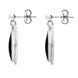 Sterling Silver Whitby Jet Ribbed Oval Drop Earrings E205