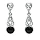 Sterling Silver Whitby Jet Round Celtic Dropper Earrings E975