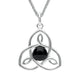 Sterling Silver Whitby Jet Round Celtic Knot Necklace P3128