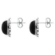 Sterling Silver Whitby Jet Round Frill Edge Stud Earrings. e1099.