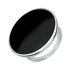 Sterling Silver Whitby Jet Round Ring R652