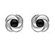 Sterling Silver Whitby Jet Round Swirl Studs Earrings E1625