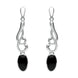Sterling Silver Whitby Jet Scroll Drop Earrings E089
