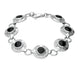 Sterling Silver Whitby Jet Seven Stone Round Celtic Bracelet B200