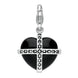 Sterling Silver Whitby Jet Seventeen Marcasite Medium Cross Heart Charm G784