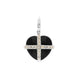 Sterling Silver Whitby Jet Seventeen Pearl Medium Cross Heart Charm G771