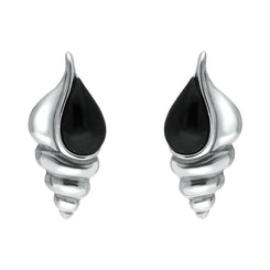 Sterling Silver Whitby Jet Shell Stud Earrings E2333