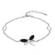 Sterling Silver Whitby Jet Single Butterfly Bracelet B999