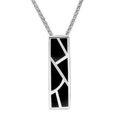 Sterling Silver Whitby Jet Six Stone Oblong Shaped Necklace. P920