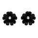 Sterling Silver Whitby Jet Small 5 Petal Carved Stud Earrings. E1327.