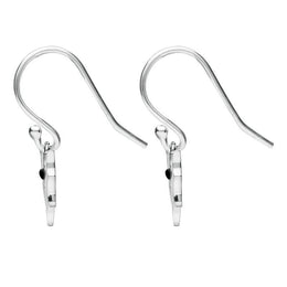 Sterling Silver Whitby Jet Small Bat Hook Earrings. E1767.