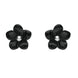 Sterling Silver Whitby Jet Small Flower Stud Earrings. E1324.