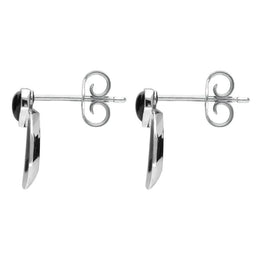 Sterling Silver Whitby Jet Small Heart Circle Stud Earrings E2321