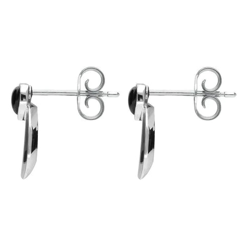 Sterling Silver Whitby Jet Small Heart Circle Stud Earrings E2321