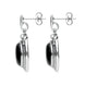 Sterling Silver Whitby Jet Small Round Snake Edge Drop Earrings E2204